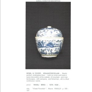 A Chinese blue and white 'Mountainous Riverscape' bowl and cover — photo 10