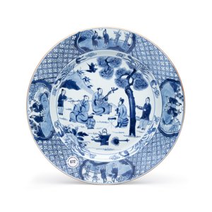 A Chinese blue and white 'Musicians in a Garden' dish — foto 1