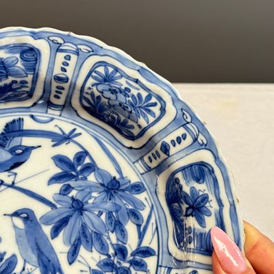 A Chinese blue and white 'Pair of Birds' plate — photo 4