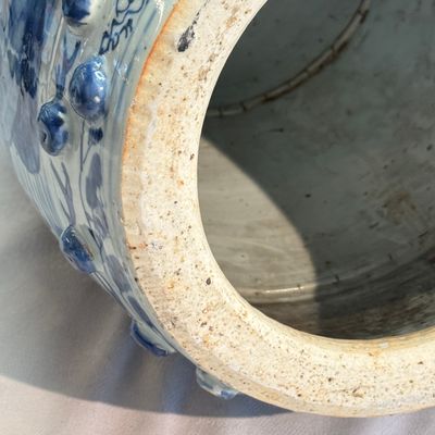 A Chinese blue and white 'Peacocks and Cranes' garden stool — 照片 13