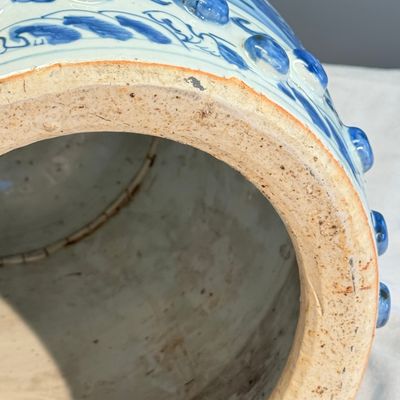 A Chinese blue and white 'Peacocks and Cranes' garden stool — 照片 15