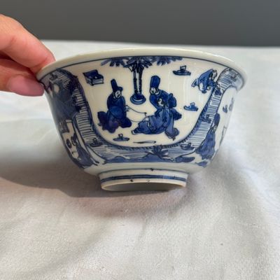 A Chinese blue and white 'Qu Shui Liu Shang 曲水流觴' bowl — foto 1