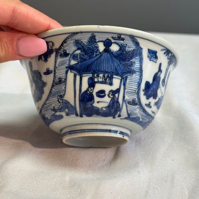 A Chinese blue and white 'Qu Shui Liu Shang 曲水流觴' bowl — foto 5