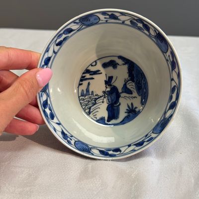A Chinese blue and white 'Qu Shui Liu Shang 曲水流觴' bowl — foto 6