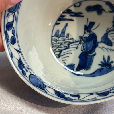 A Chinese blue and white 'Qu Shui Liu Shang 曲水流觴' bowl — foto 7