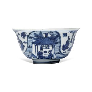 A Chinese blue and white 'Qu Shui Liu Shang 曲水流觴' bowl — foto 2