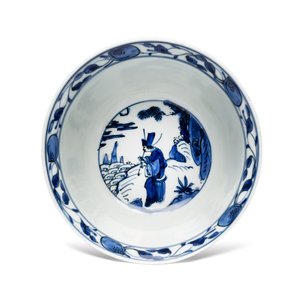 A Chinese blue and white 'Qu Shui Liu Shang 曲水流觴' bowl — foto 6