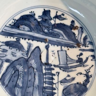 A Chinese blue and white 'Riverscape' bowl — photo 12