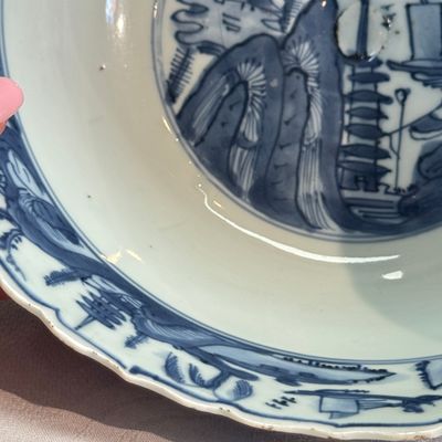 A Chinese blue and white 'Riverscape' bowl — photo 7