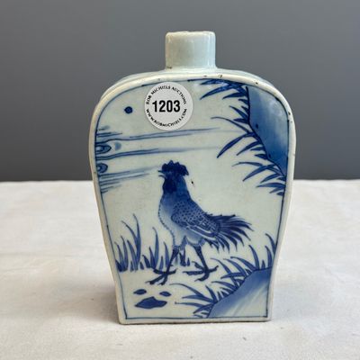 A Chinese blue and white 'Roosters' tea caddy — foto 2