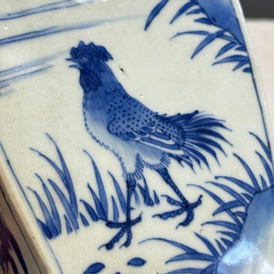 A Chinese blue and white 'Roosters' tea caddy — foto 3