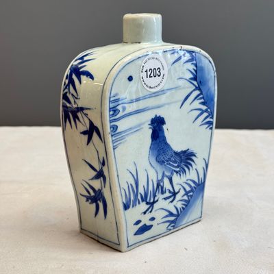 A Chinese blue and white 'Roosters' tea caddy — foto 1
