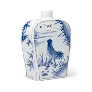A Chinese blue and white 'Roosters' tea caddy — foto 1