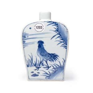 A Chinese blue and white 'Roosters' tea caddy — foto 2