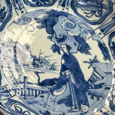 A Chinese blue and white 'Sage and Crane' plate — photo 10