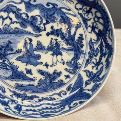 A Chinese blue and white 'Sage and Servant' plate — photo 5