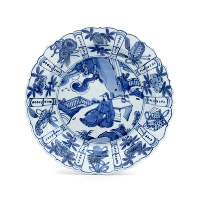 A Chinese blue and white 'Scholar' dish , Wanli