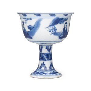 A Chinese blue and white 'Scholars' stem cup — photo 5
