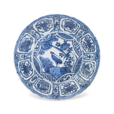 A Chinese blue and white 'Stork' plate, Wanli
