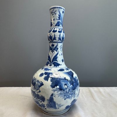 A Chinese blue and white 'Zhu Lin Qi Xian 竹林七賢' bottle vase — 照片 4