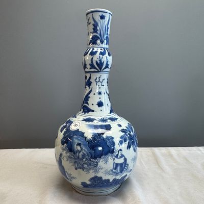 A Chinese blue and white 'Zhu Lin Qi Xian 竹林七賢' bottle vase — 照片 5