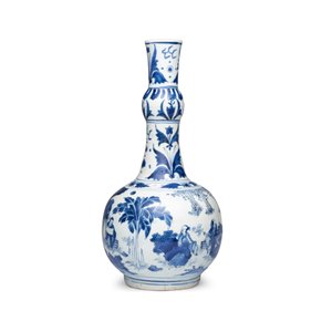 A Chinese blue and white 'Zhu Lin Qi Xian 竹林七賢' bottle vase — 照片 2