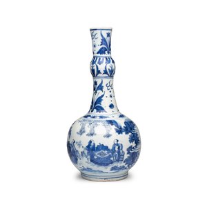 A Chinese blue and white 'Zhu Lin Qi Xian 竹林七賢' bottle vase — 照片 3