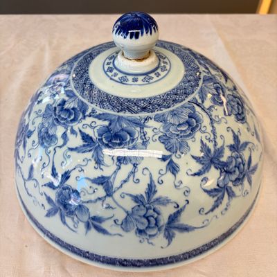 A Chinese blue and white cloche or domed cover with peonies — foto 1
