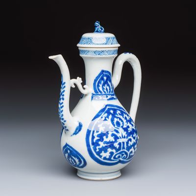 A Chinese blue and white ewer and cover for the Persian market, Kangxi
