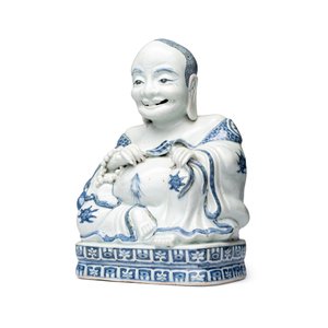 A Chinese blue and white figure of Budai — 照片 3