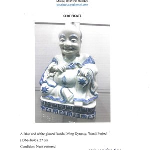 A Chinese blue and white figure of Budai — 照片 9