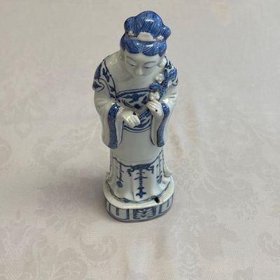 A Chinese blue and white figure of the immortal He Xiangu — photo 5