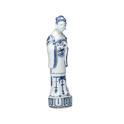 A Chinese blue and white figure of the immortal He Xiangu, Jiajing