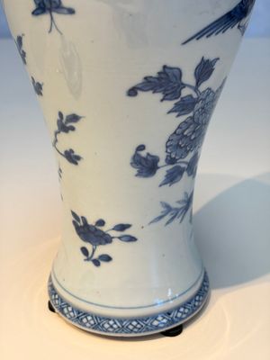 A Chinese blue and white five-piece garniture with birds among flowering branches — photo 22