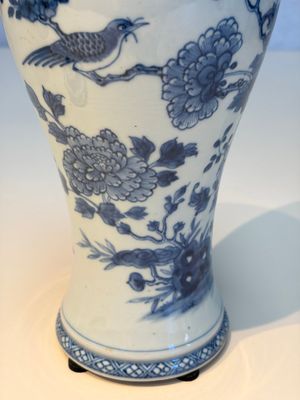 A Chinese blue and white five-piece garniture with birds among flowering branches — photo 24