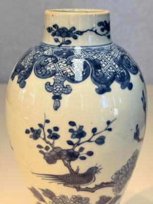A Chinese blue and white five-piece garniture with birds among flowering branches — photo 37