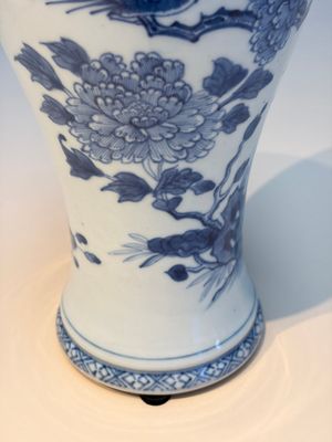 A Chinese blue and white five-piece garniture with birds among flowering branches — photo 38