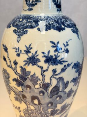 A Chinese blue and white five-piece garniture with birds among flowering branches — photo 4