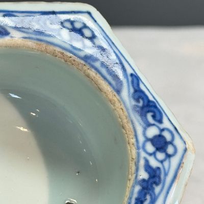 A Chinese blue and white hexagonal salt after a European silver model — photo 12