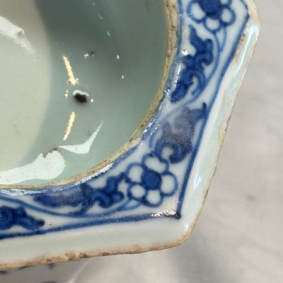 A Chinese blue and white hexagonal salt after a European silver model — photo 13