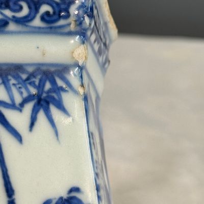 A Chinese blue and white hexagonal salt after a European silver model — photo 18