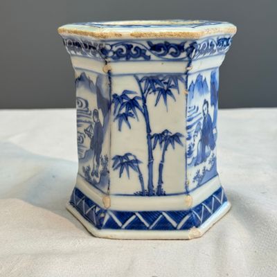 A Chinese blue and white hexagonal salt after a European silver model — photo 5
