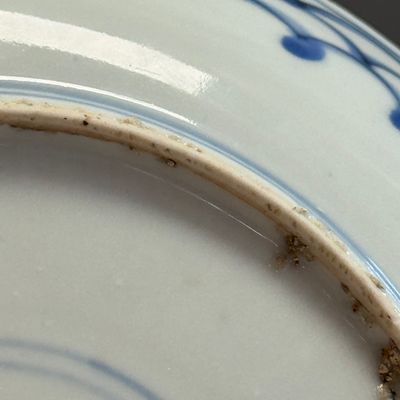 A Chinese blue and white ko-sometsuke 'Shrimps and Poem' plate — photo 22