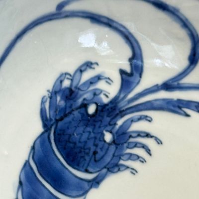 A Chinese blue and white ko-sometsuke 'Shrimps and Poem' plate — photo 8