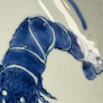 A Chinese blue and white ko-sometsuke 'Shrimps and Poem' plate — photo 9