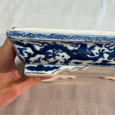 A Chinese blue and white openwork rectangular box and cover — photo 32