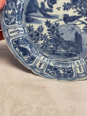 A Chinese blue and white plate with birds in a landscape — photo 2