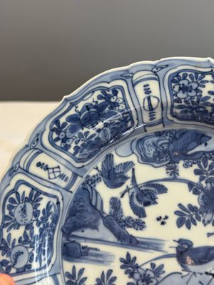A Chinese blue and white plate with birds in a landscape — photo 3