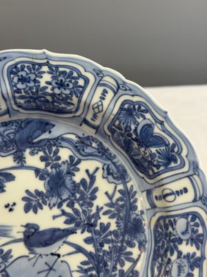 A Chinese blue and white plate with birds in a landscape — photo 4
