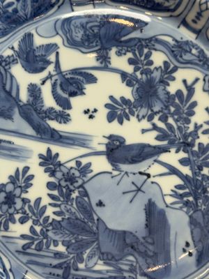 A Chinese blue and white plate with birds in a landscape — photo 7